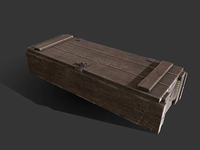 Vintage Wooden Box With Plank Construction And Metal Clasps On Gray Background 3d model