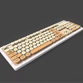 Mechanical Computer Keyboard with Round Keycaps and Orange White Color Design 3d model
