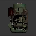 Vintage Green Industrial Machine With Two Cylindrical Tanks And Rusted Metal Base
