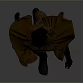 Black Mannequin Wearing Brown Pleated Dress With Exaggerated Shoulder Decorations And Fashionable Style