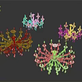 Elegant Crystal Chandeliers With Multiple Arms And Colorful Pendant Decorative Lights