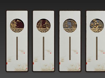 Chinese Decorative Painting Plum Orchid Bamboo Chrysanthemum Hanging Painting model