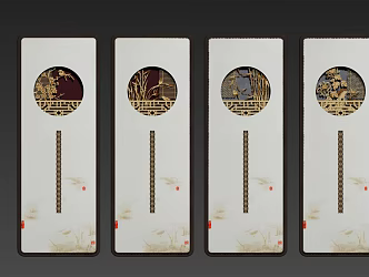 Chinese Decorative Painting Plum Orchid Bamboo Chrysanthemum Hanging Painting 3d model