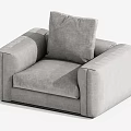 Modern Minimalist Gray Fabric Single Sofa with Plush Cushion and Armrest