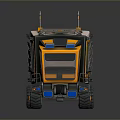 Orange and Black Utility Vehicle With Modern Design Large Windows Roof Equipment And Large Tires