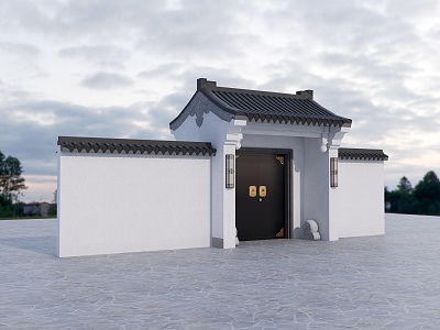 Chinese-style courtyard entrance door 3d model