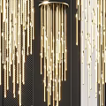 Modern Chandelier Design With Golden Hanging Strips And Lighting Effects For Interior Decoration