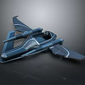 Futuristic Deep Blue Spacecraft With Cockpit And Aerodynamic Wing Structure