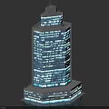 Modern High Rise Office Building With Glass Curtain Wall And Illuminated Windows