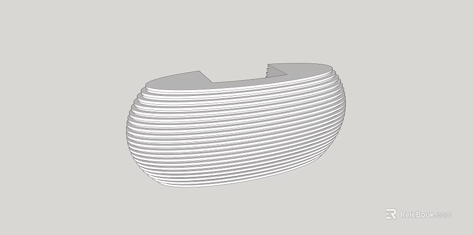 Elegant Modern Reception Desk With Curved White Striped Surface Design 3d model