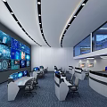 Command Control Room of Modern Monitoring Room 3d model