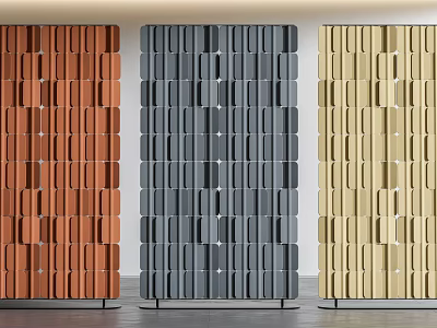 Modern Room Dividers With Geometric Patterns In Orange Gray And Beige 3d model