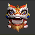 Vibrant Chinese Lion Dance Head With Colorful Decorative Elements And Traditional Design
