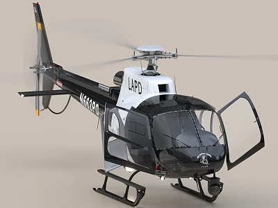Black And White Helicopter With Open Doors And L907 Marking 3d model
