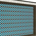 Modern Feature Wall With Blue Grid Pattern And Decorative Wooden Frame 3d model