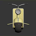Vintage Yellow Scooter With Red Seat Metal Body And Reflective Surface On Gray Background