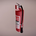 Red Fire Extinguisher as Essential Fire Safety Equipment with Hose and Label
