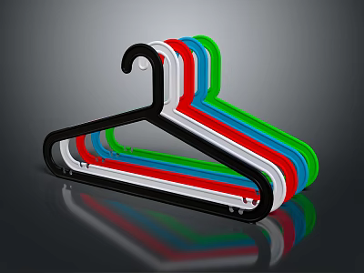 Modern Colorful Hanger With Multicolored Stripes And Shiny Reflective Surface 3d model
