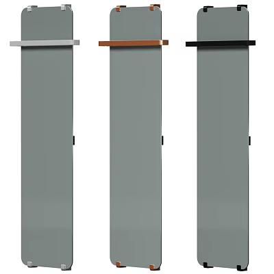 Stylish Modern Bathroom Accessories Three Gray Shelves With Different Colored Tops 3d model