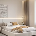 Modern Bedroom Interior With White Wardrobes Cloud Shaped Pendant Light Decorative Painting And Area Rug