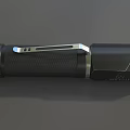 Black Metal Flashlight With Textured Grip And LED Bulb Design