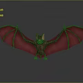 Realistic Red Bat Creature 3D Character With Spread Wings And Gray Background 3d model