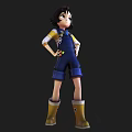Game And Movie Cartoon Character 3D Model Multiple Angle Views Blue Overalls Yellow Boots