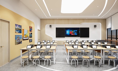 Modern Classroom Digital Art Classroom 3d model