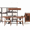 Chair Dining Table Combination Table and Chair Table and Chair Tea Table 3d model