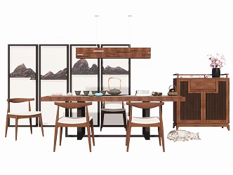 Chair Dining Table Combination Table and Chair Table and Chair Tea Table 3d model
