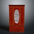 Classic Mahogany Wardrobe With Oval Mirror Drawer And Cabinet Doors