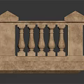 Classic Decorative Stone Railing With Pillars And Balusters For Platform Design 3d model