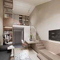 Modern Apartment Interior Design with Staircase Sofa Open Layout and Artwork