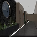 Luxurious Modern Store Front Desk Interior With Elegant Chandelier Unique Backdrop Wall And Storage Cabinets