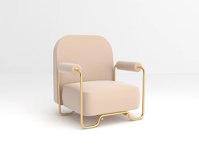 Elegant Beige Single Sofa With Gold Metal Frame And Modern Design 3d model