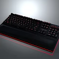 Black Mechanical Gaming Keyboard With Red Backlight And Wrist Rest Design