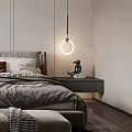 Modern Bedroom Interior Design With King Bed Bedside Tables Hanging Lamp And Area Rug