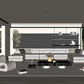 Modern Living Room Interior With Sectional Sofa Coffee Table And Floor To Ceiling Windows