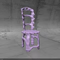 Purple Accent Chair With Unique Sculptural Design And Hollow Backrest In Gray Concrete Setting