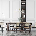 Nordic Dining Table and Chair Combination Dining Table and Chair 3d model