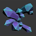 3D Rendered Turquoise Purple Crystal Cluster With Polyhedral Shapes And Glossy Surface