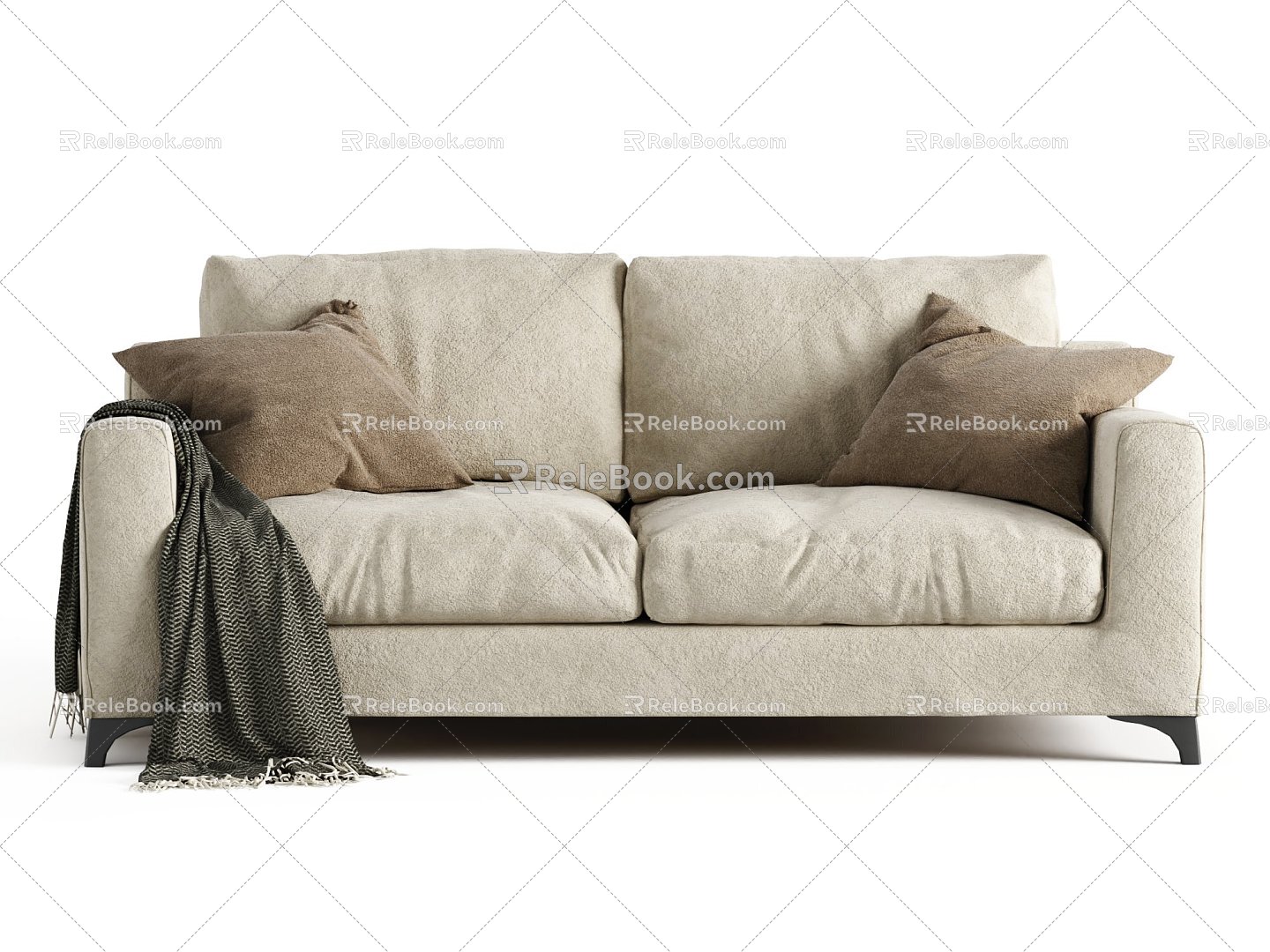 Modern Fabric Sofa Two-Person Sofa Pillow 3d model