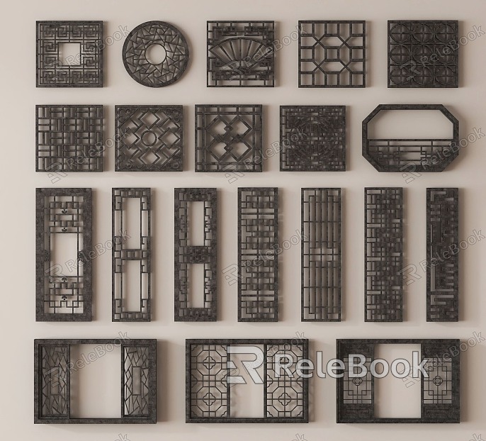 New Chinese-style openwork window carved pattern openwork window lattice wall lattice window antique leak window model