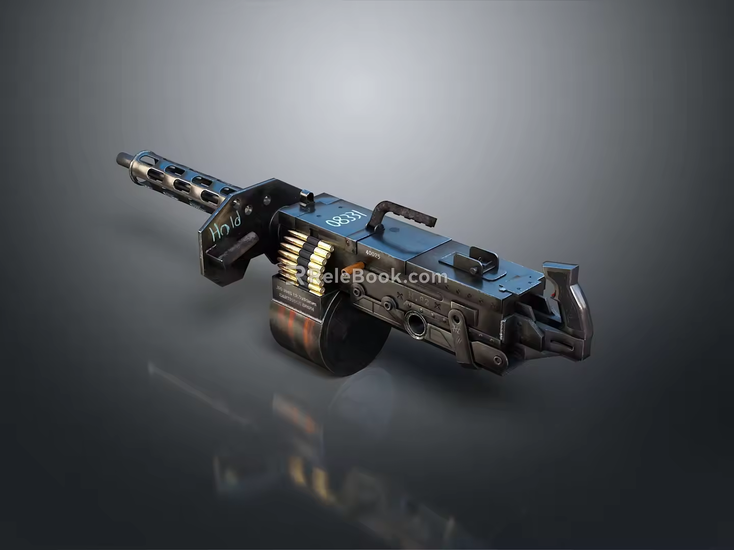 Browning Machine Gun Browning Gatling White Machine Gun Machine Gun Bullet Military 3d model