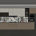 Modern Open Kitchen Interior With Marble Island Counter Cabinets And Appliances