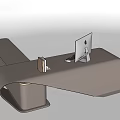 Modern Office Desk Design With Sleek Curved Structure And Metallic Support Base 3d model