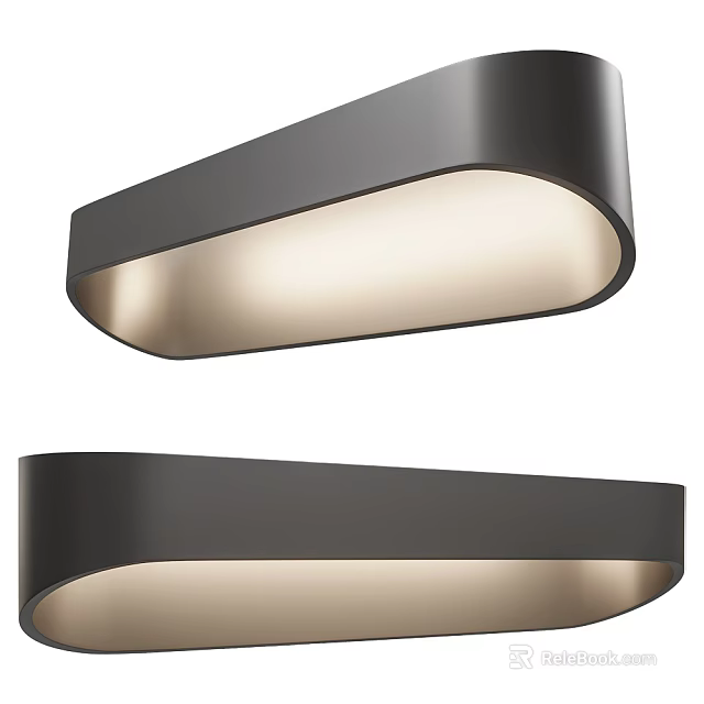 Sleek Modern Curved Black Frame Ceiling Light With Soft Illumination For Interior 3d model