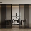 Modern Sliding Door Interior Design With Glass Panels And Black Frame