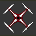 Red And White Drone With Four Propellers And Modern Design 3d model