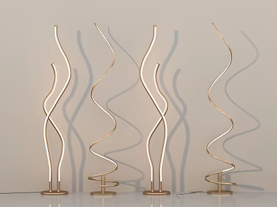Modern Spiral Design Floor Lamps With Illuminated Light And Wall Shadows 3d model